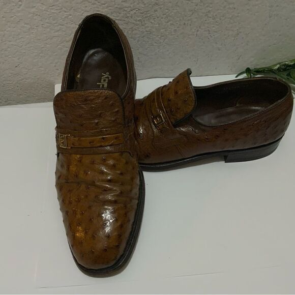 Footjoy Brown Ostrich Leather Loafers 73668 12C main image 8